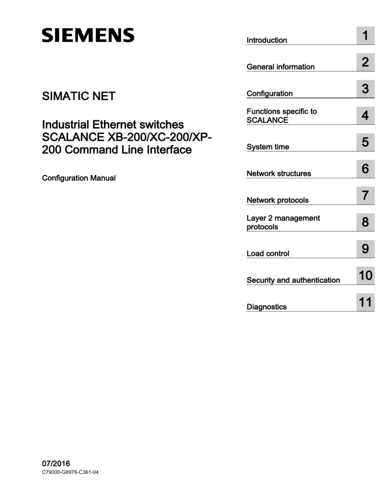 SCALANCE XB-200/XC-200/XP-200 Command Line Interface SCALANCE XB-200/XC-200/XP-200 Command Line Interface