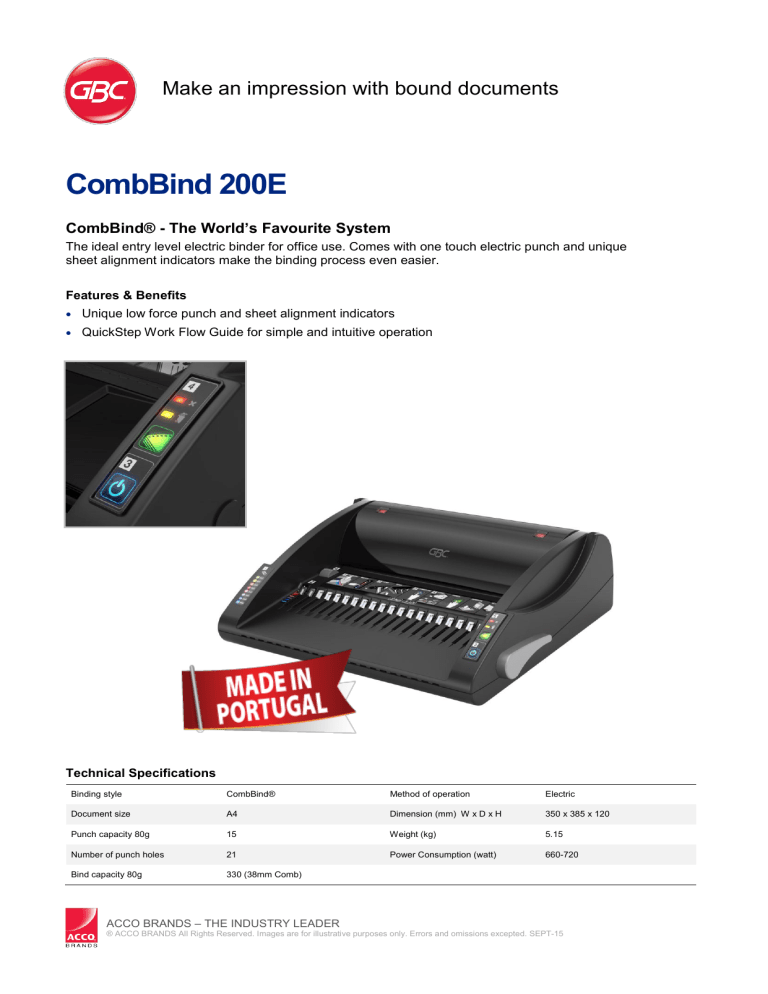 CombBind 200E - ACCO Brands Asia CombBind 200E - ACCO Brands Asia