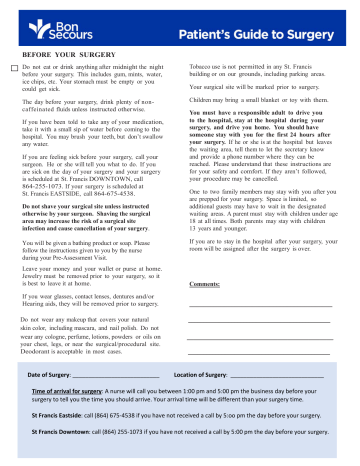 Patient GuidE to Surgery Patient GuidE to Surgery