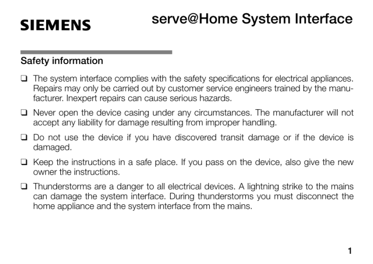 Siemens System-Interface 1, GB Siemens System-Interface 1, GB