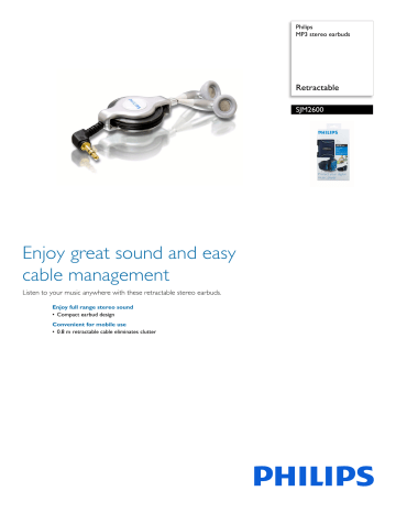SJM2600/10 Philips MP3 stereo earbuds SJM2600/10 Philips MP3 stereo earbuds