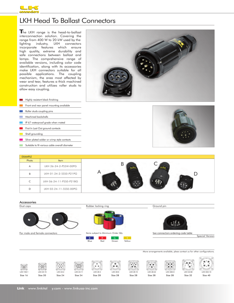 LKH Head To Ballast Connectors LKH Head To Ballast Connectors