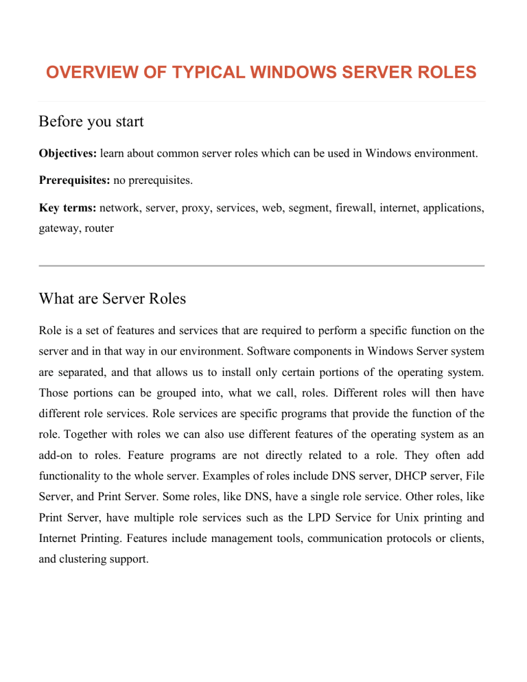 overview of typical windows server roles overview of typical windows server roles