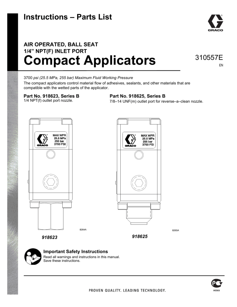 310557E Compact Applicators, Instructions, Parts 310557E Compact Applicators, Instructions, Parts