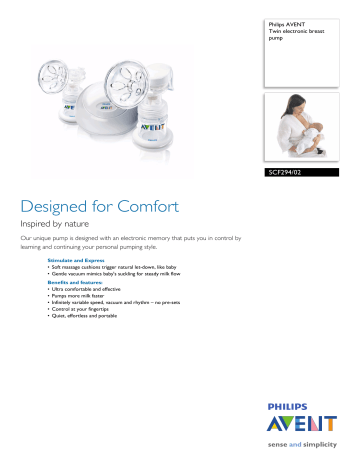 SCF294/02 Philips Twin electronic breast pump SCF294/02 Philips Twin electronic breast pump