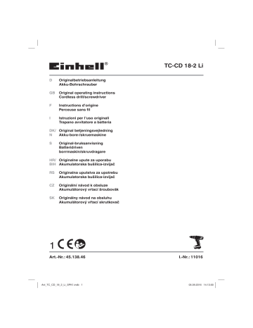 EINHELL TC-CD 18-2 Li (1x1,5Ah) Cordless Drill Operating instructions | Manualzz