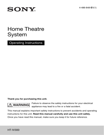 Sony HT-IV300 User manual | Manualzz Sony HT-IV300 User manual | Manualzz