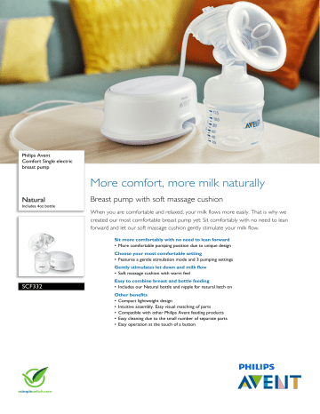 SCF332/60 Philips Comfort Single electric breast pump SCF332/60 Philips Comfort Single electric breast pump