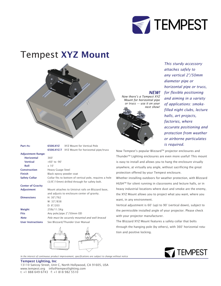 Tempest XYZ Mount - AV-iQ Tempest XYZ Mount - AV-iQ