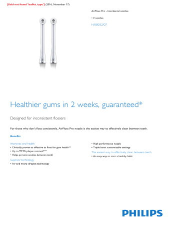 Product Leaflet: 2 nozzles AirFloss Pro - Interdental Product Leaflet: 2 nozzles AirFloss Pro - Interdental