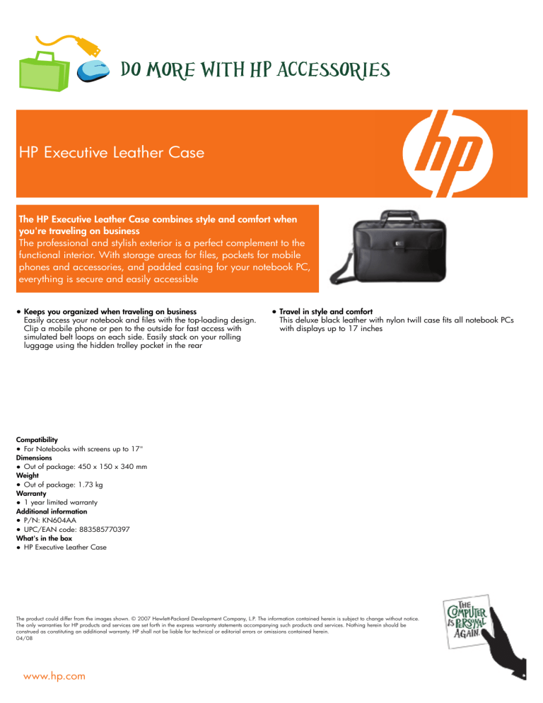 HP Executive Leather Case, Artist Edition Messenger Case User manual HP Executive Leather Case, Artist Edition Messenger Case User manual