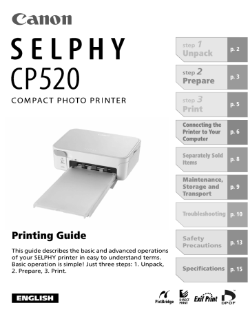 Canon SELPHY CP520 User manual Canon SELPHY CP520 User manual