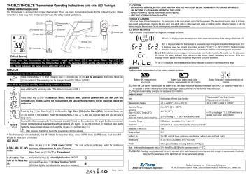 TN425LC/ TN425LCE Thermometer Operating Instructions | Manualzz