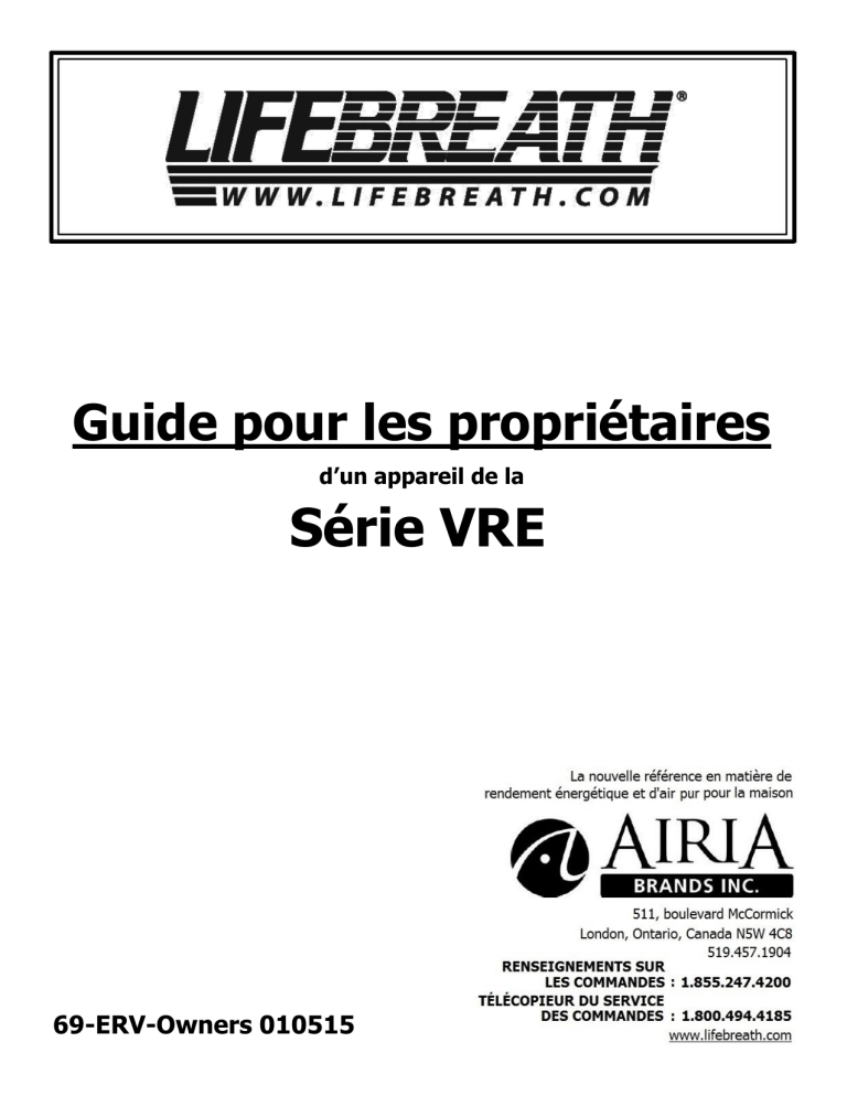 Série VRE - Lifebreath Série VRE - Lifebreath