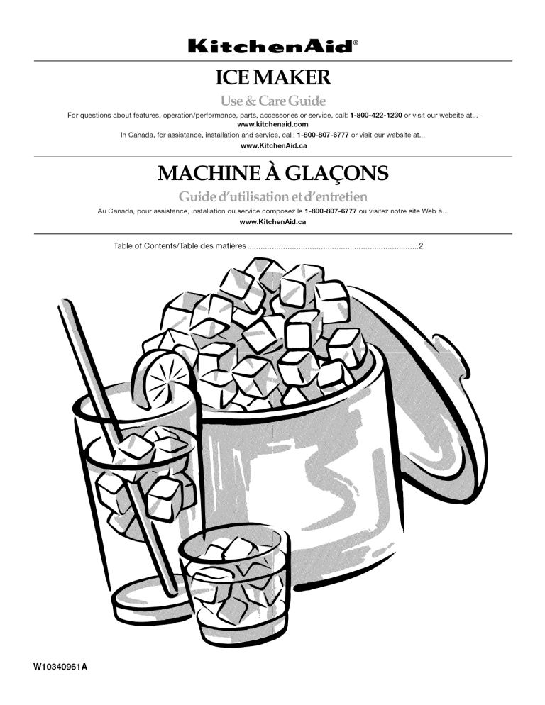 KitchenAid KUIC18NNXS2, KUIS18NNXS1, KUIC18PNXS2 Owner's manual KitchenAid KUIC18NNXS2, KUIS18NNXS1, KUIC18PNXS2 Owner's manual