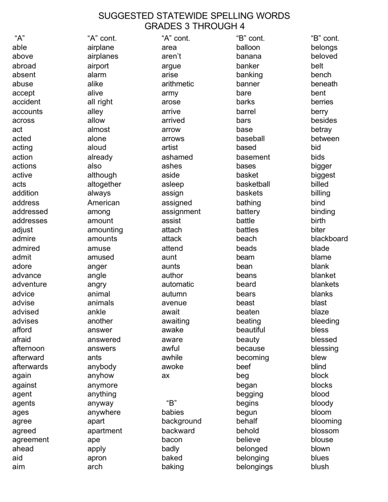 Spelling Words 3-4.qxd Spelling Words 3-4.qxd