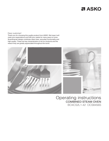 Asko OCS8456S Combi Steam Oven User Manual Asko OCS8456S Combi Steam Oven User Manual