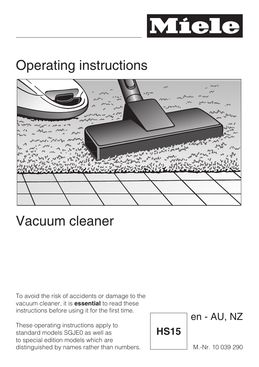 Miele HS15 Operating Instructions Manual | Manualzz Miele HS15 Operating Instructions Manual | Manualzz