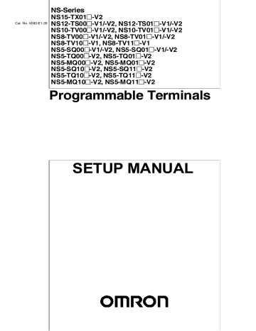 NS-Series Programmable Terminals SETUP MANUAL NS-Series Programmable Terminals SETUP MANUAL