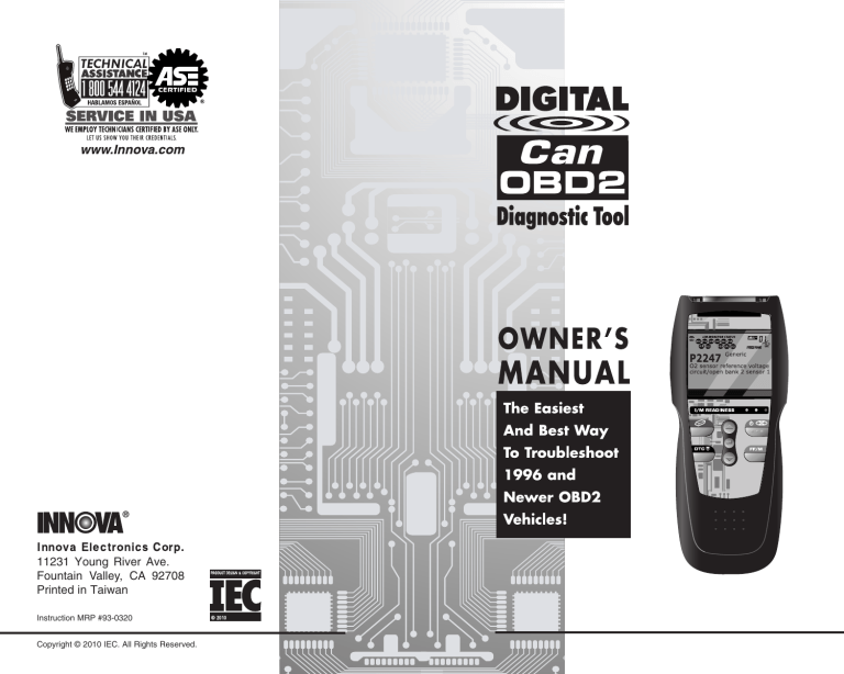 Innova 3120B Owner's manual Innova 3120B Owner's manual