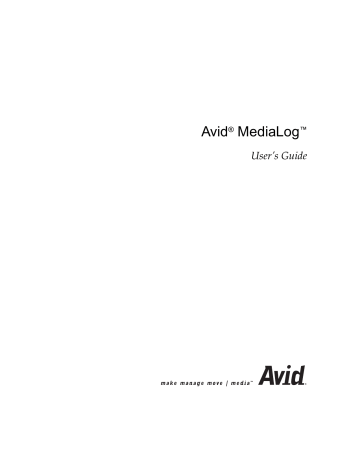 Avid MediaLog MediaLog 11.5 User's Guide | Manualzz Avid MediaLog MediaLog 11.5 User's Guide | Manualzz