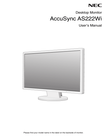 NEC AccuSync AS222Wi Owner Manual | Manualzz