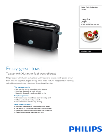 HD2611/61 Philips Toaster | Manualzz
