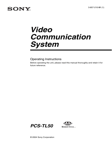 Sony Operation Manual PCS-TL50, Videokonferenz Sony Operation Manual PCS-TL50, Videokonferenz