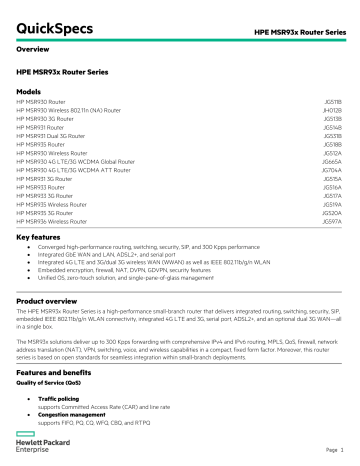 HPE MSR93x Router Series HPE MSR93x Router Series