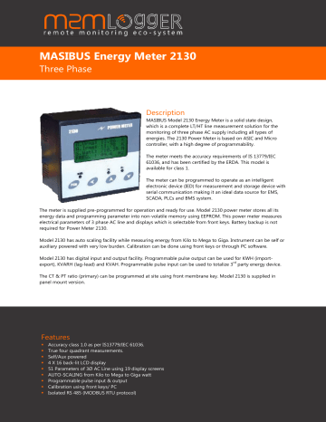 MASIBUS Energy Meter 2130 | Manualzz