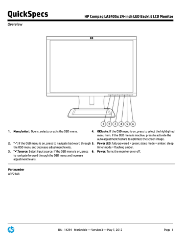 HP Compaq LA2405x 24-inch LED Backlit LCD Monitor | Manualzz