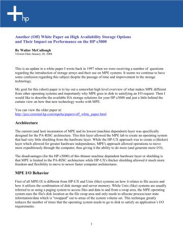 Another (Off) White Paper on High Availability Another (Off) White Paper on High Availability