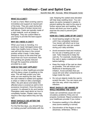 Cast and Splint Care Cast and Splint Care