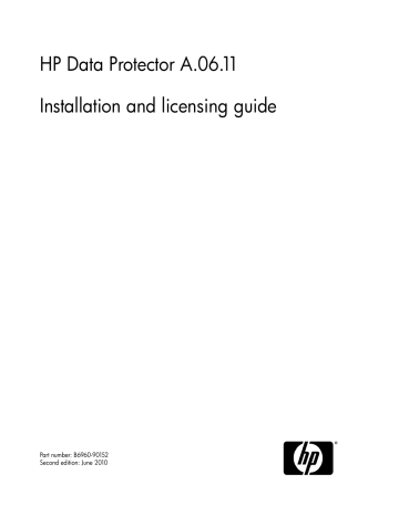 HP Data Protector installation and licensing guide | Manualzz HP Data Protector installation and licensing guide | Manualzz