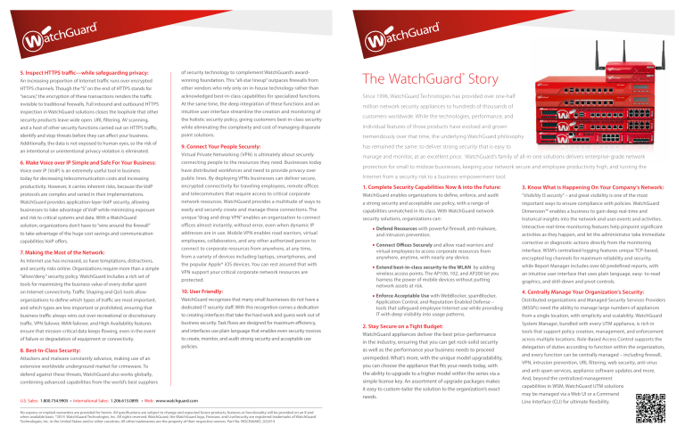 WatchGuard® Network Security Products at a glance WatchGuard® Network Security Products at a glance