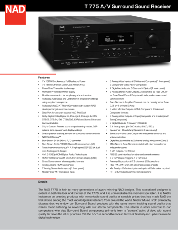 T 775 A/V Surround Sound Receiver T 775 A/V Surround Sound Receiver