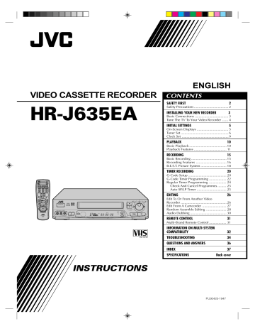 JVC HR-J635EA VCR User manual | Manualzz JVC HR-J635EA VCR User manual | Manualzz