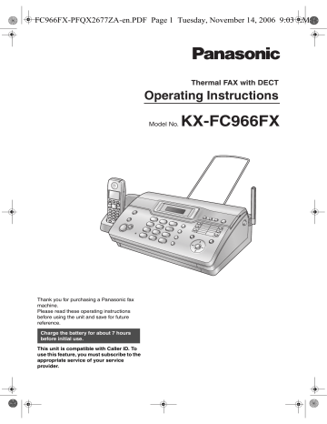 Panasonic KXFC966FX Operating instructions Panasonic KXFC966FX Operating instructions