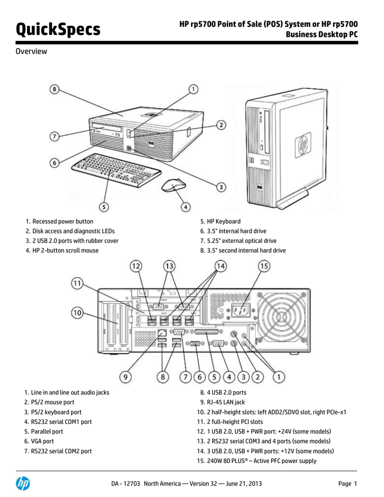 HP rp5700 Point of Sale (POS) System or HP rp5700 HP rp5700 Point of Sale (POS) System or HP rp5700
