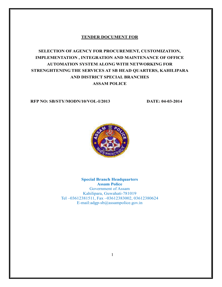 1 r tender document for selection of agency for 1 r tender document for selection of agency for