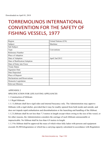 torremolinos international convention for the safety of torremolinos international convention for the safety of
