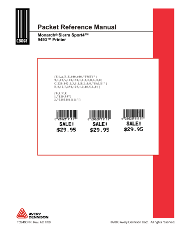 Avery Dennison 9493 Printer Reference Manual | Manualzz Avery Dennison 9493 Printer Reference Manual | Manualzz