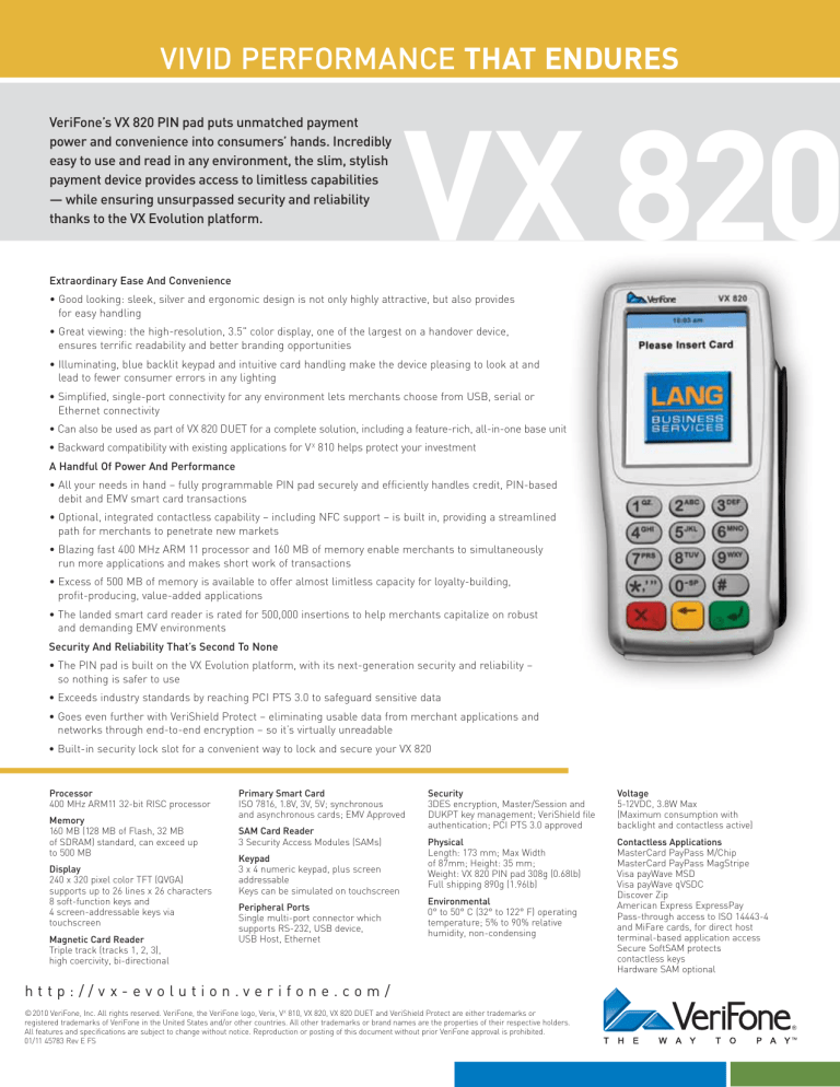 for Verifone VX 820 - Legacy Technology Services for Verifone VX 820 - Legacy Technology Services