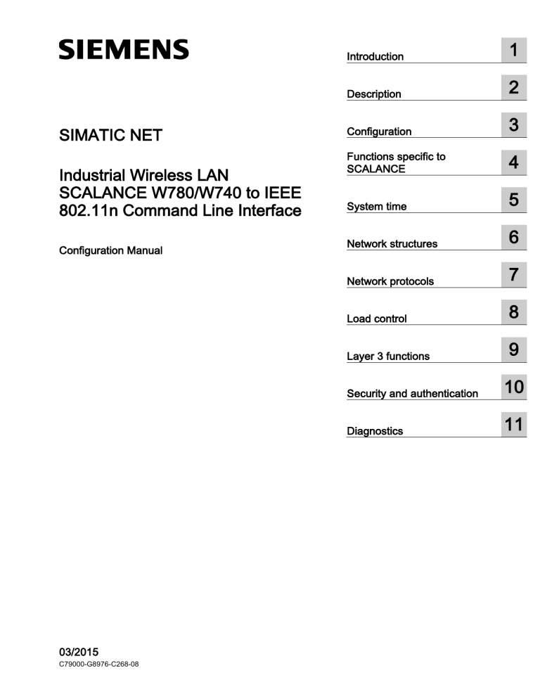 SCALANCE W780/W740 to IEEE 802.11n Command Line Interface SCALANCE W780/W740 to IEEE 802.11n Command Line Interface