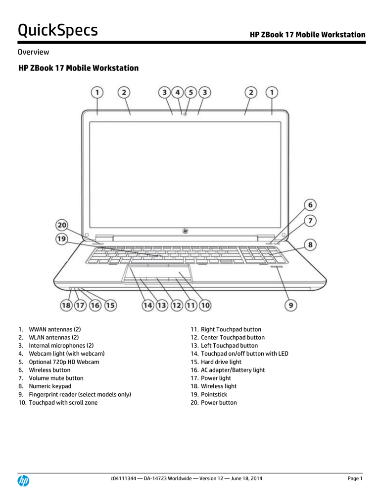 HP ZBook 17 Mobile Workstation HP ZBook 17 Mobile Workstation