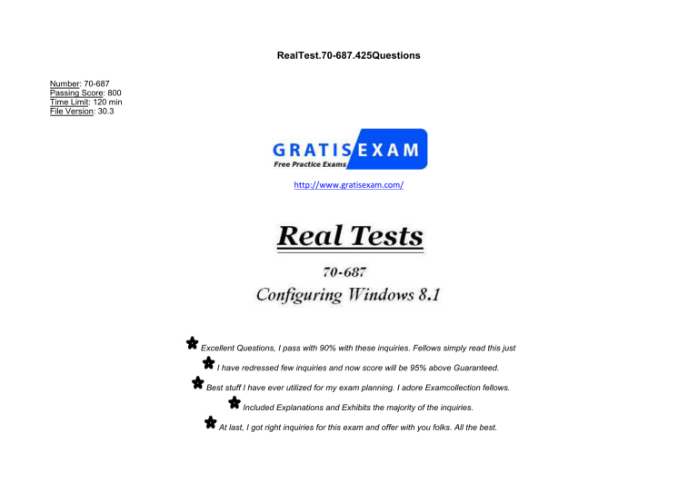 RealTest.70-687.425Questions RealTest.70-687.425Questions