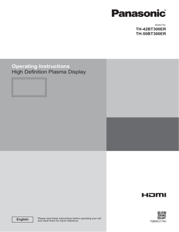 Operating Instructions High Definition Plasma Display Operating Instructions High Definition Plasma Display
