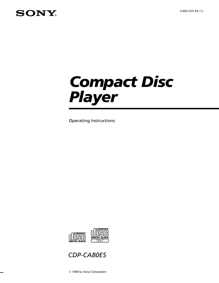 Sony CDP-CA80ES User manual Sony CDP-CA80ES User manual