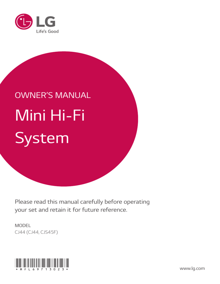 LG CJ44 Owner's manual LG CJ44 Owner's manual