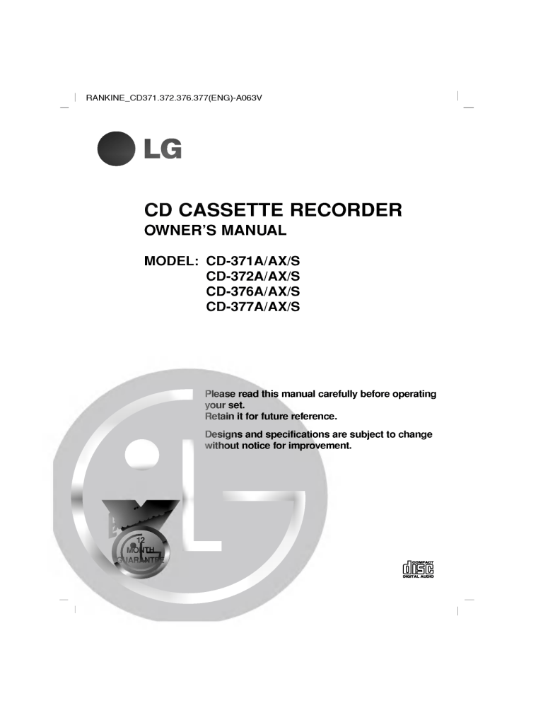 LG CD-371A Owner's manual LG CD-371A Owner's manual